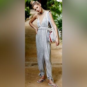Free People Beach Malibu Boho Onesie Jumpsuit Heather Gray Size Large